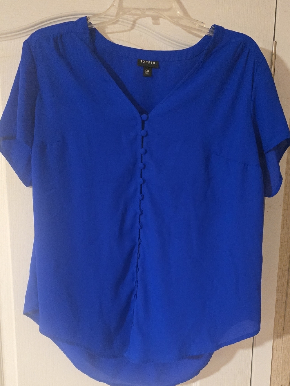 torrid Royal Blue Short-Sleeve Button-Front Blouse